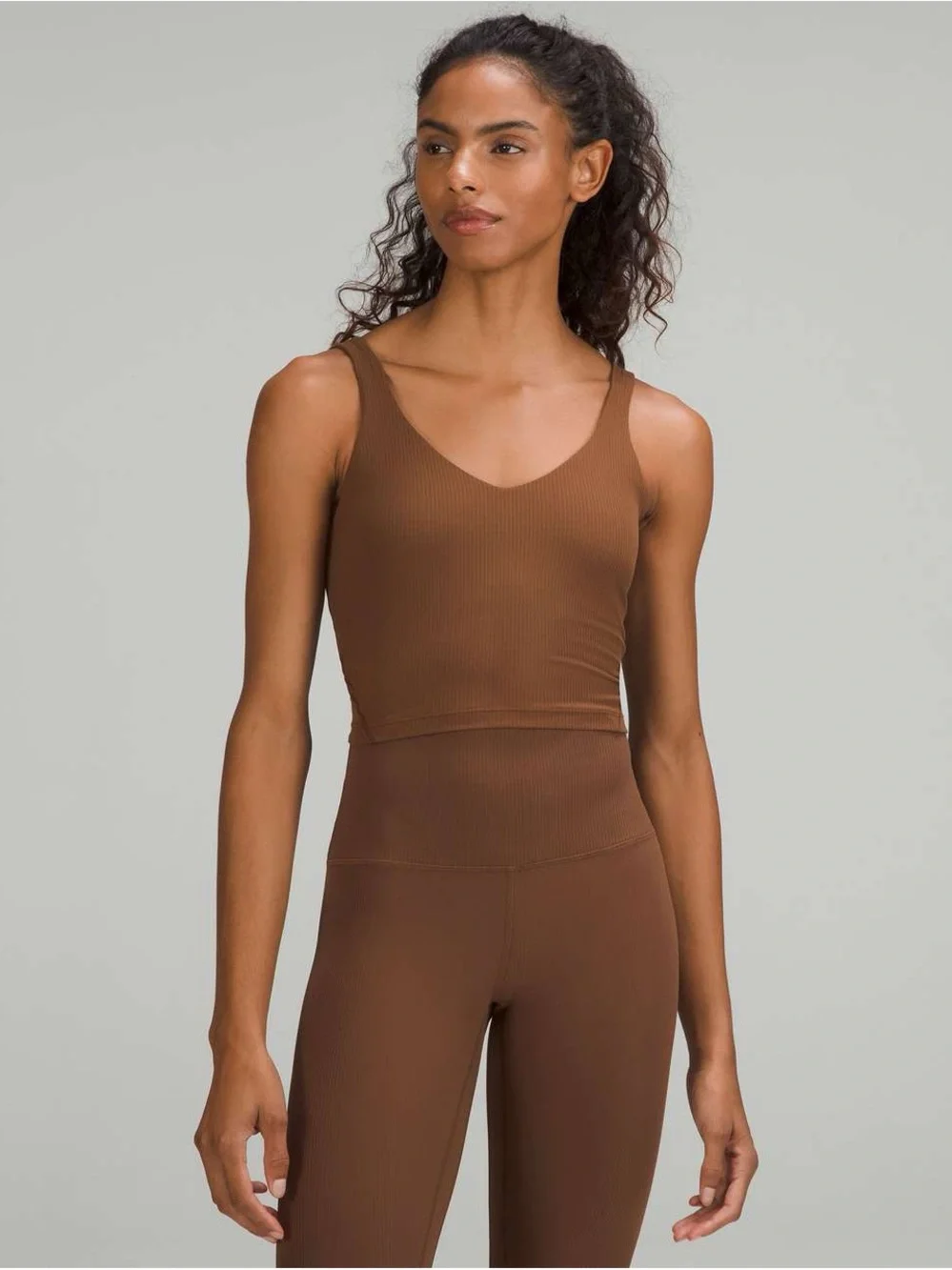 Lululemon brown ribbed align tank and leggings set